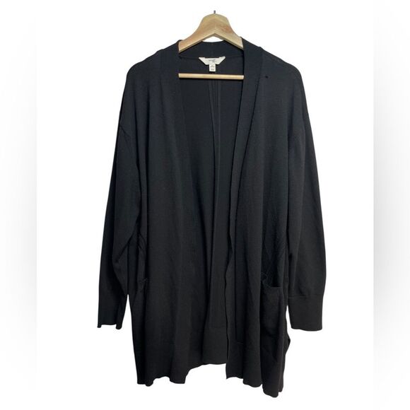 Terra & Sky Long Line Black Open Front Cardigan Sweater 2X (20W-22W) - Picture 1 of 7